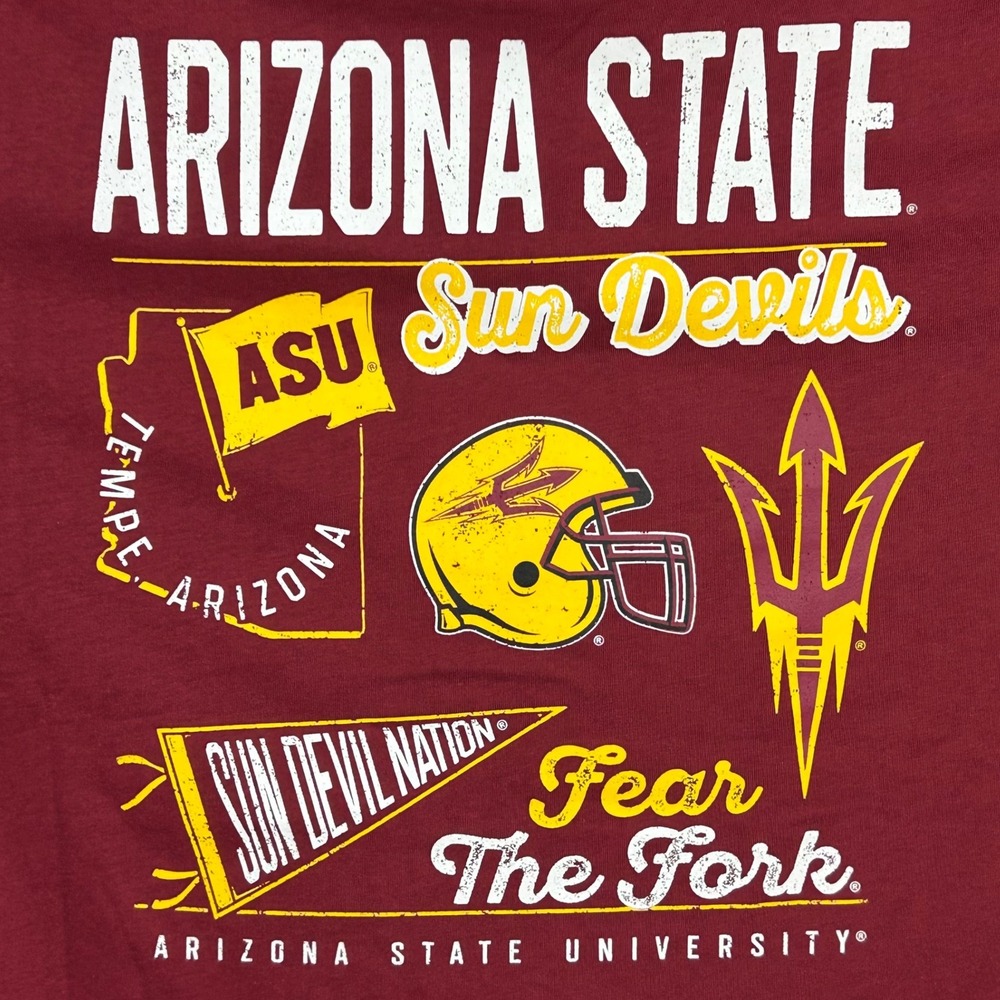 Arizona State Sun Devils T-Shirt Mens Small Maroon ASU NCAA Licensed NWT